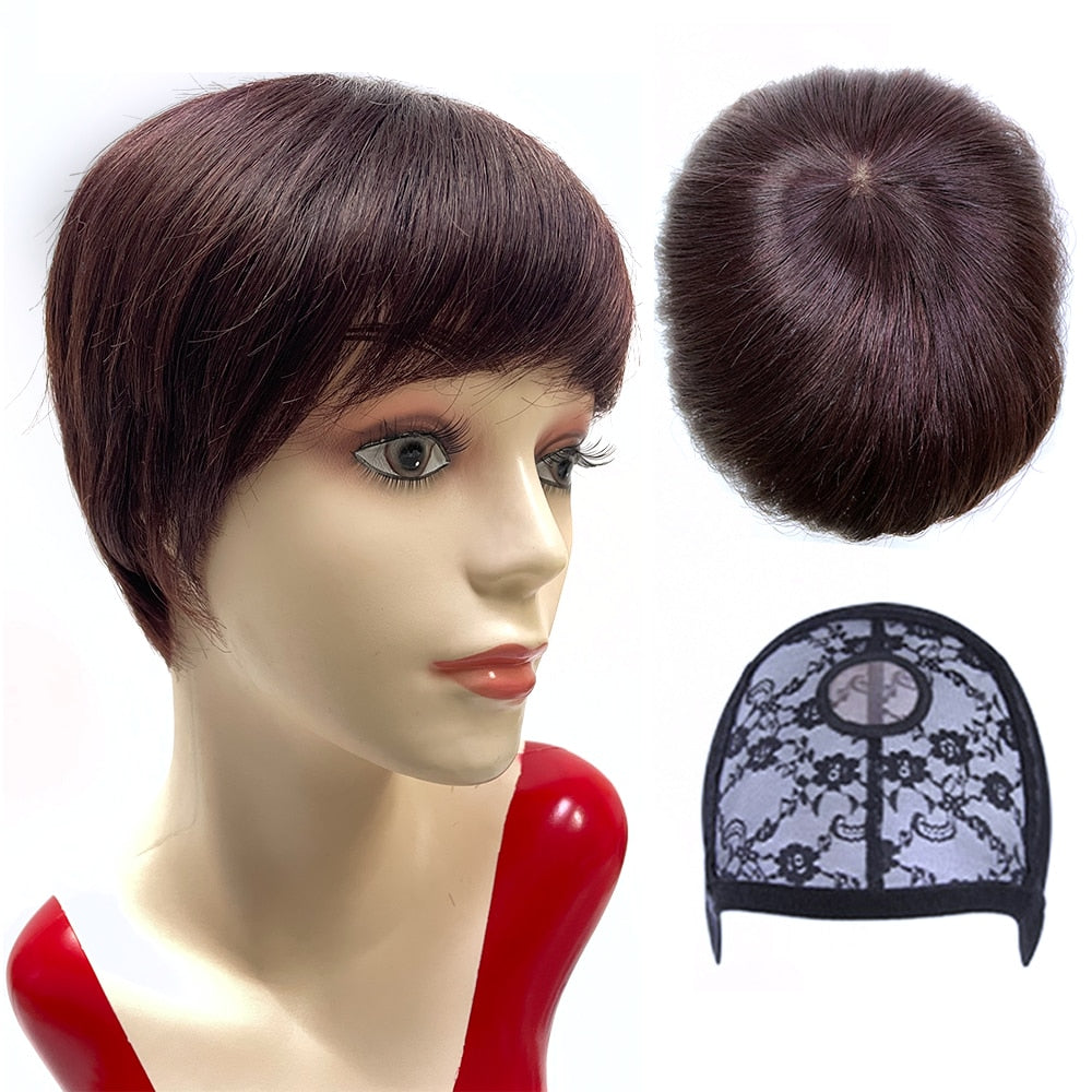 Short Bob Wig With Bangs Pixie Cut Brazilian Hair