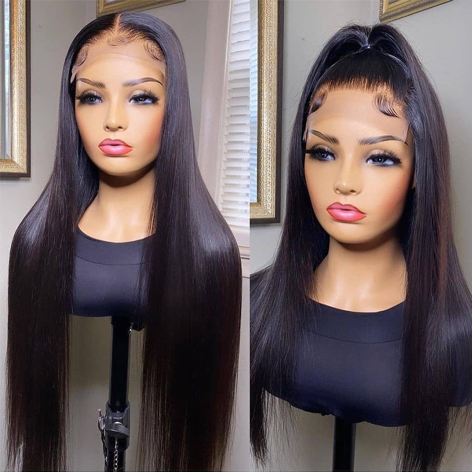 13x4 Straight Lace Frontal Wigs Pre Plucked Brazilian Bone Straight