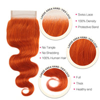 Thumbnail for Orange Bundles With Closure Malaysian Body Wave Hair