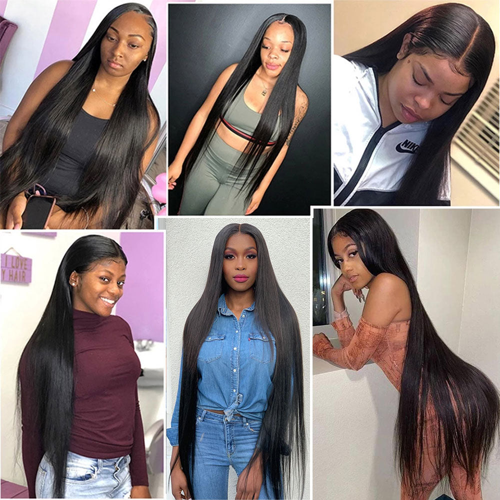 Pre Plucked Brazilian Bone Straight Hair Remy 13x4 Lace Frontal Wig