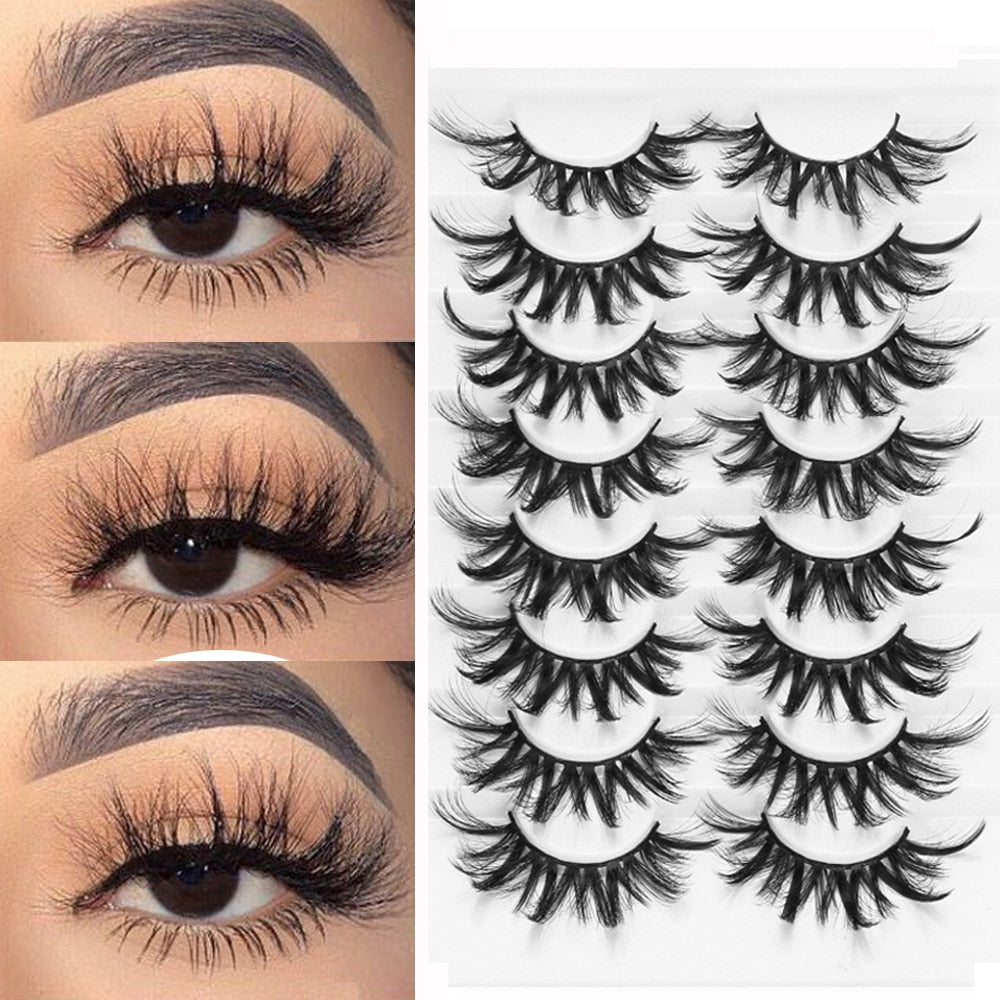 8 Pairs 3D Mink False Eyelashes Natural Wispy Fluffy Dramatic Volume