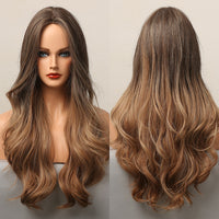 Thumbnail for Brown Blonde Highlight Synthetic Wigs With Full Bangs