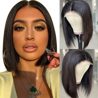 Thumbnail for 4x4 Transparent Bob Lace Closure Human Hair Wigs