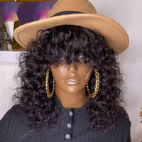 Thumbnail for Curly Human Hair Wig With Bangs Brazilian Remy Hair