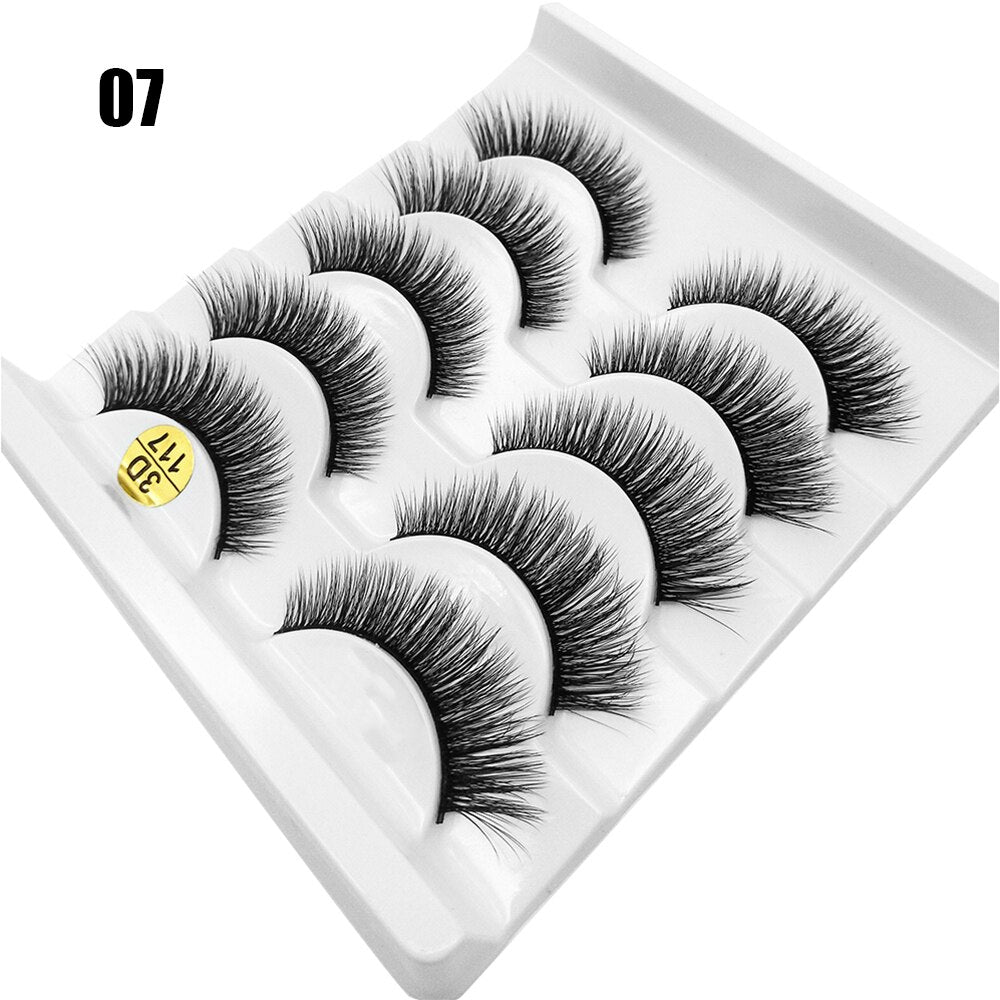 5Pairs/Set Faux Mink Hair False Eyelashes Wispy Criss