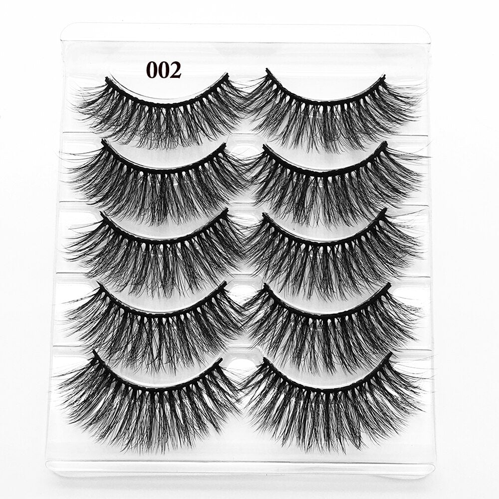 5Pairs/Set Faux Mink Hair False Eyelashes Wispy Criss