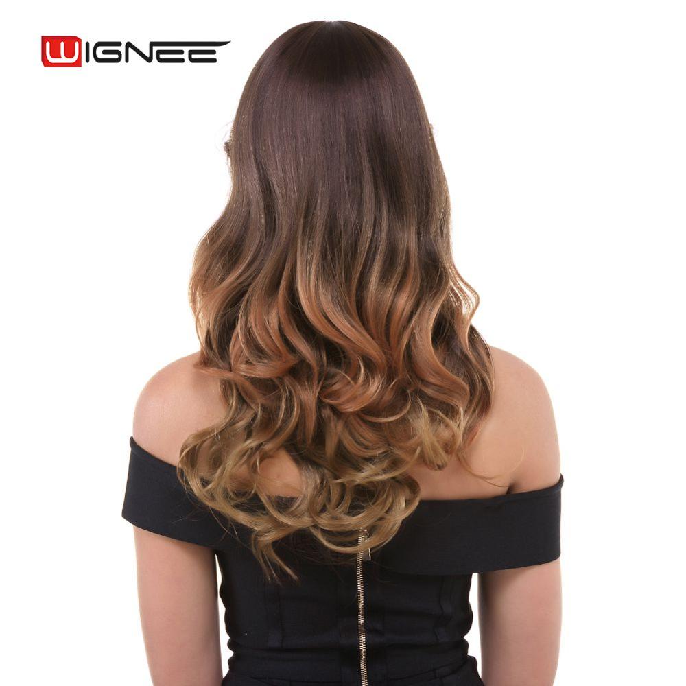 Long Wavy Natural Hair Temperature 3 Tone Ombre Brown Glueless