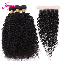 Thumbnail for 18 inches Malaysian Curly Hair With Closure Wet and Wavy Human Hair Bundles