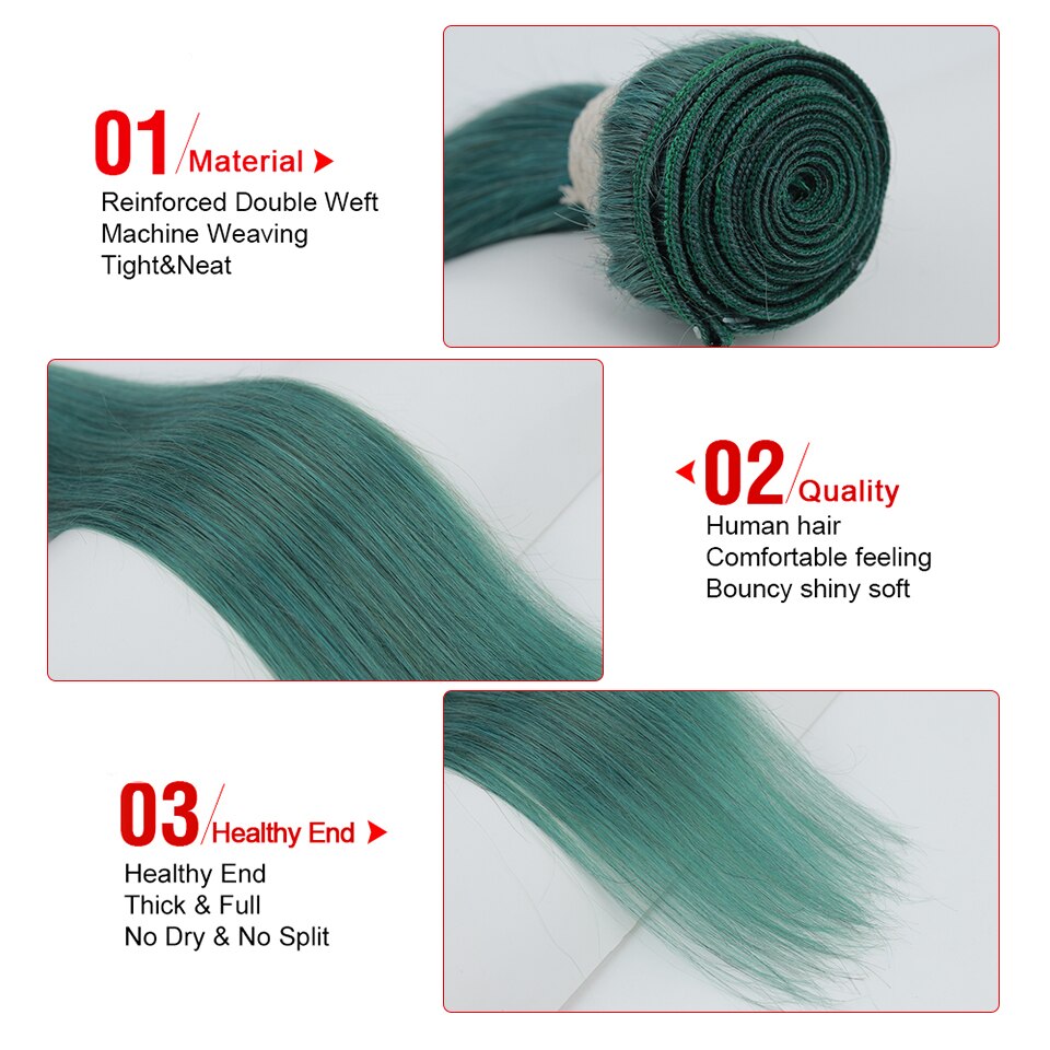 Jade Green Human Hair Bundles With Closure