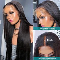 Thumbnail for 13x4 Straight Lace Frontal Wigs Pre Plucked Brazilian Bone Straight