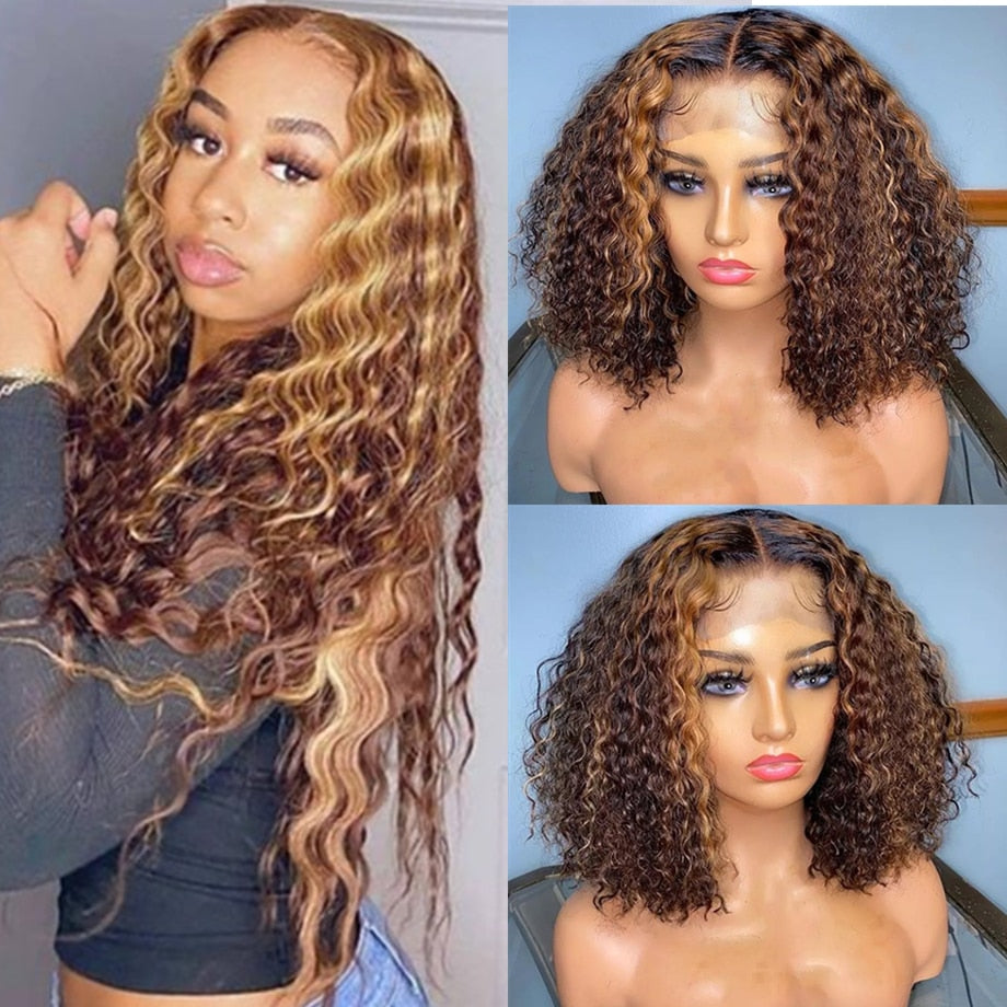 Deep Water Wave Brazilian Hair Pre-plucked  Highlight Wig