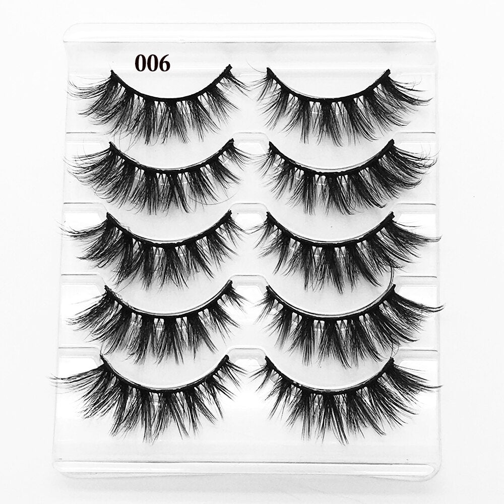 5Pairs/Set Faux Mink Hair False Eyelashes Wispy Criss