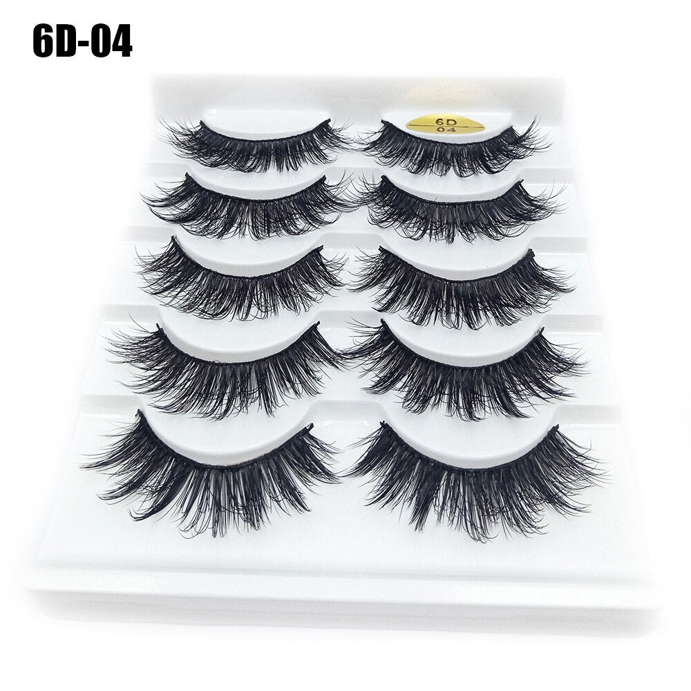 5Pairs/Set Faux Mink Hair False Eyelashes Wispy Criss