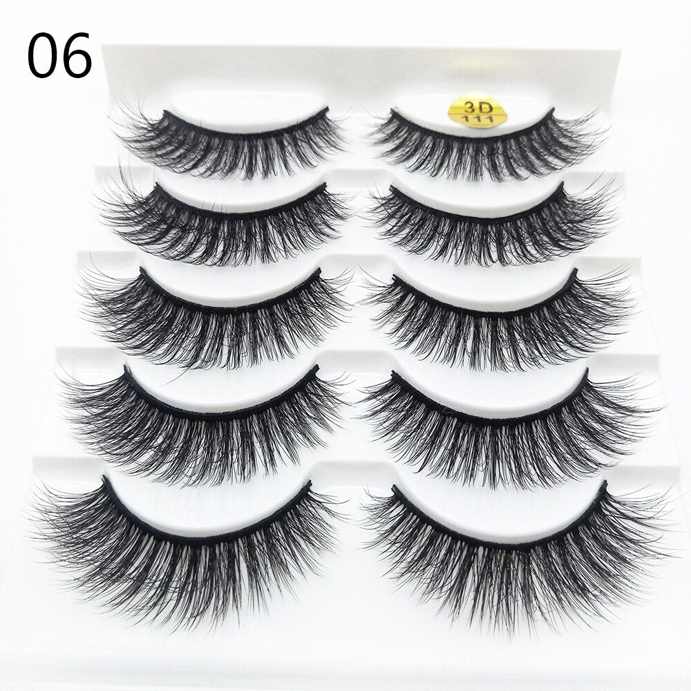 5Pairs/Set Faux Mink Hair False Eyelashes Wispy Criss