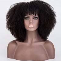 Thumbnail for Afro Kinky Curly Lace Front Human Hair Wigs With Bangs