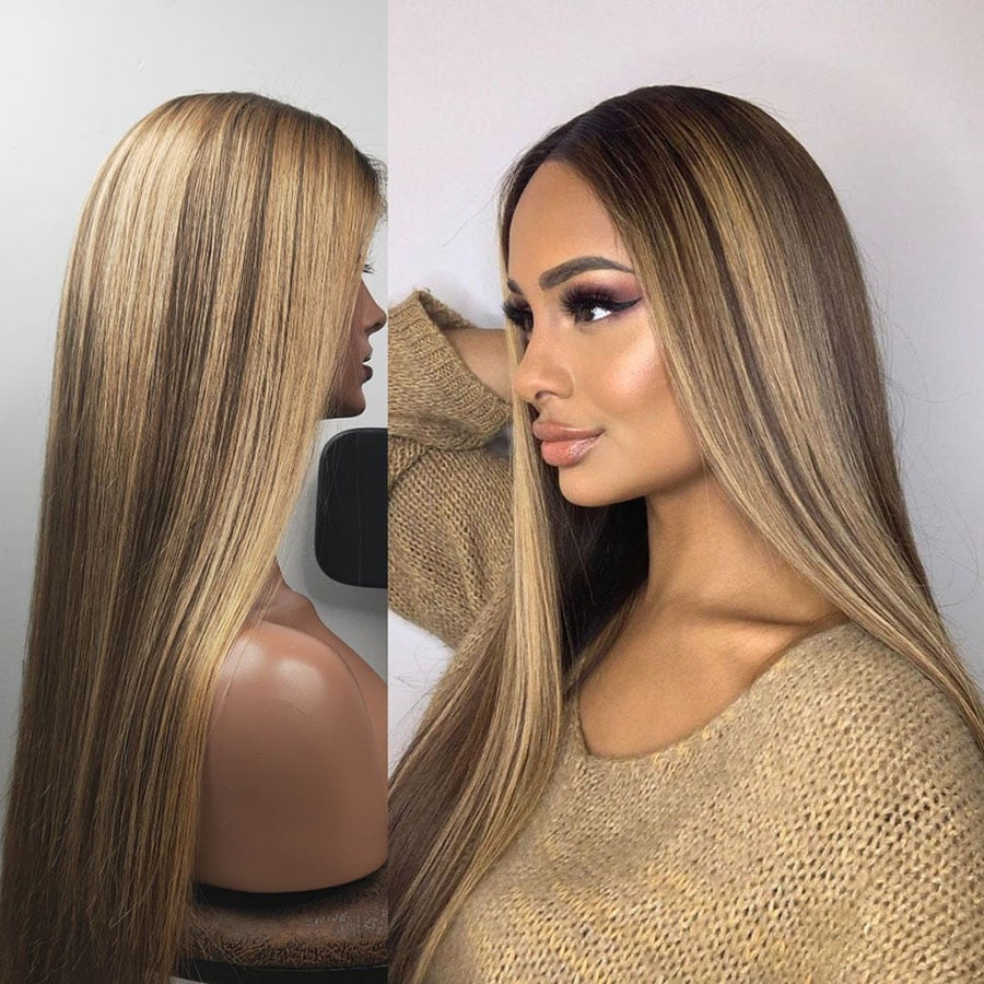 Brazilian Highlight Honey Blonde 4x4 Silk Base  Human Hair Wig