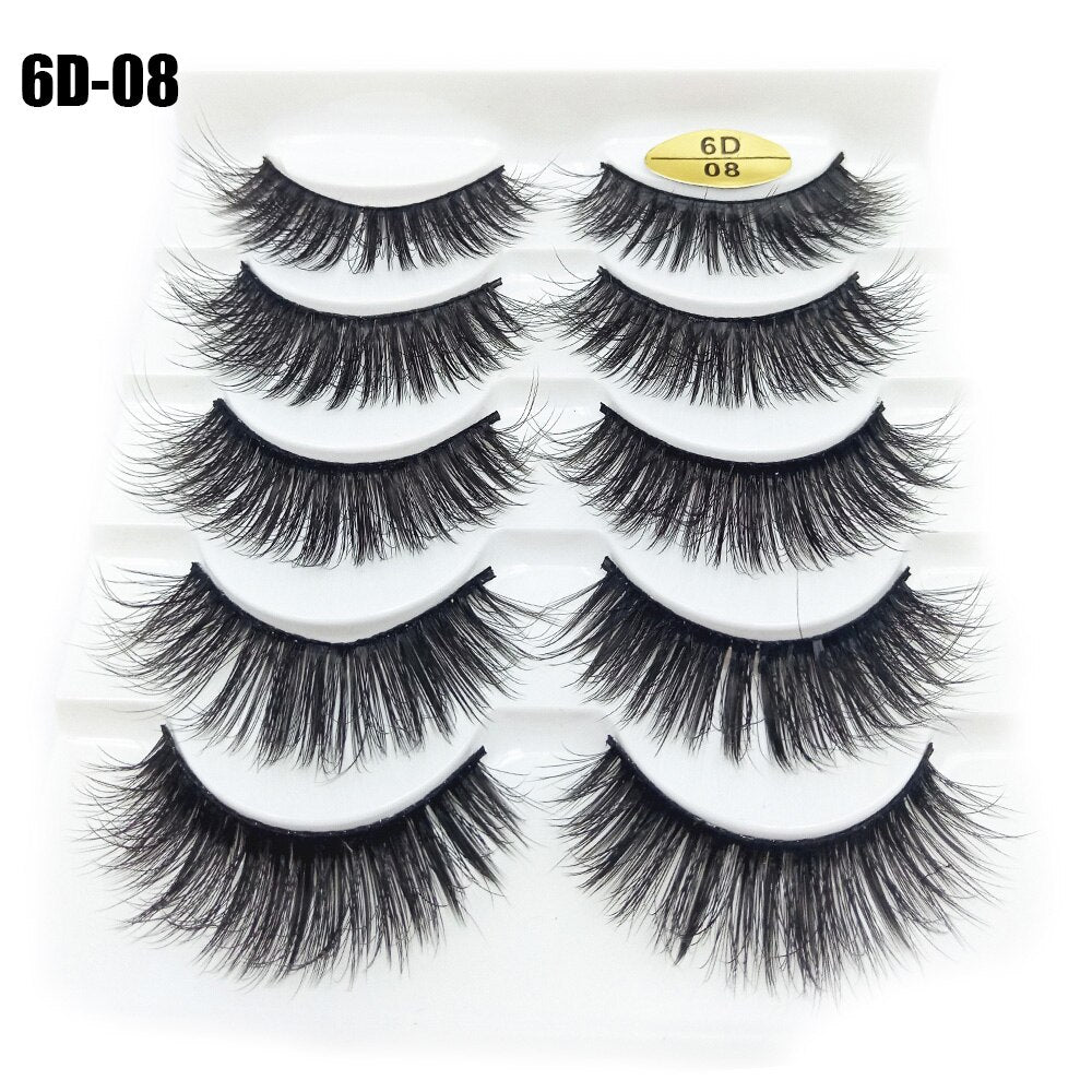 5Pairs/Set Faux Mink Hair False Eyelashes Wispy Criss