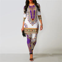 Thumbnail for Top Pants Suit Dashiki Print Ladies Clothes Robe