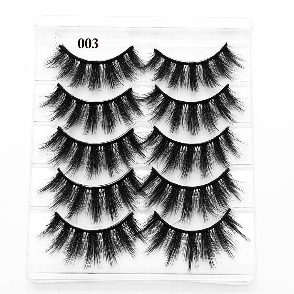 5Pairs/Set Faux Mink Hair False Eyelashes Wispy Criss