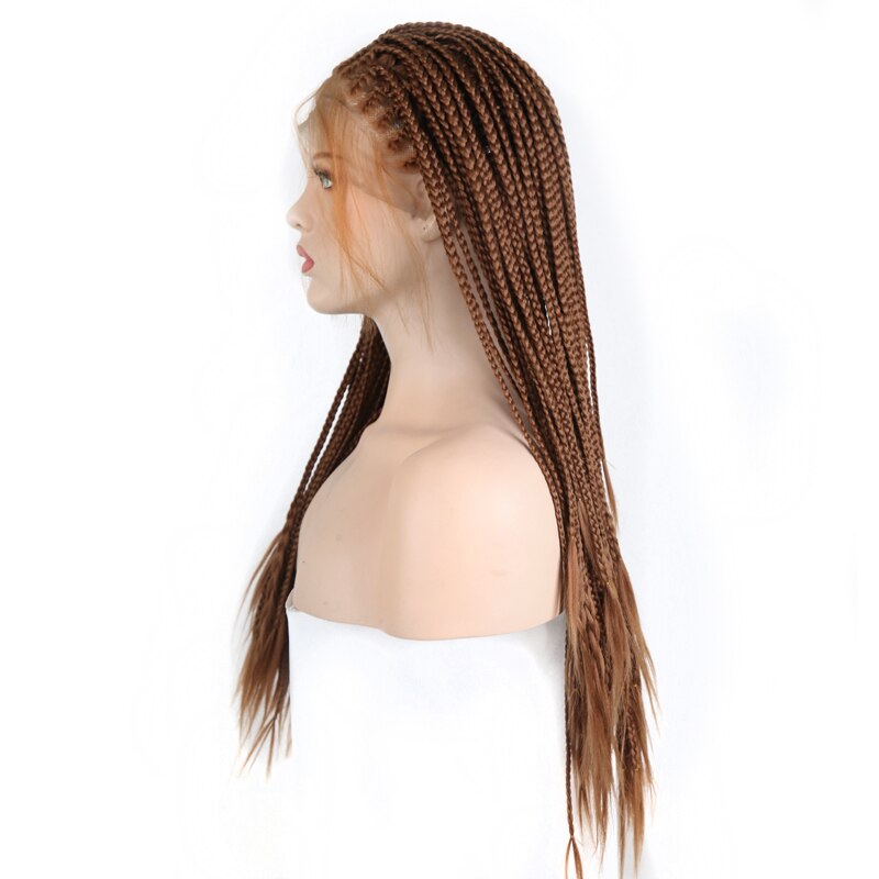 Brown Hair Wigs Braided Box Braids Wig With Baby Hair