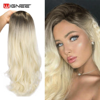 Thumbnail for Long Wavy Natural Hair Temperature 3 Tone Ombre Brown Glueless