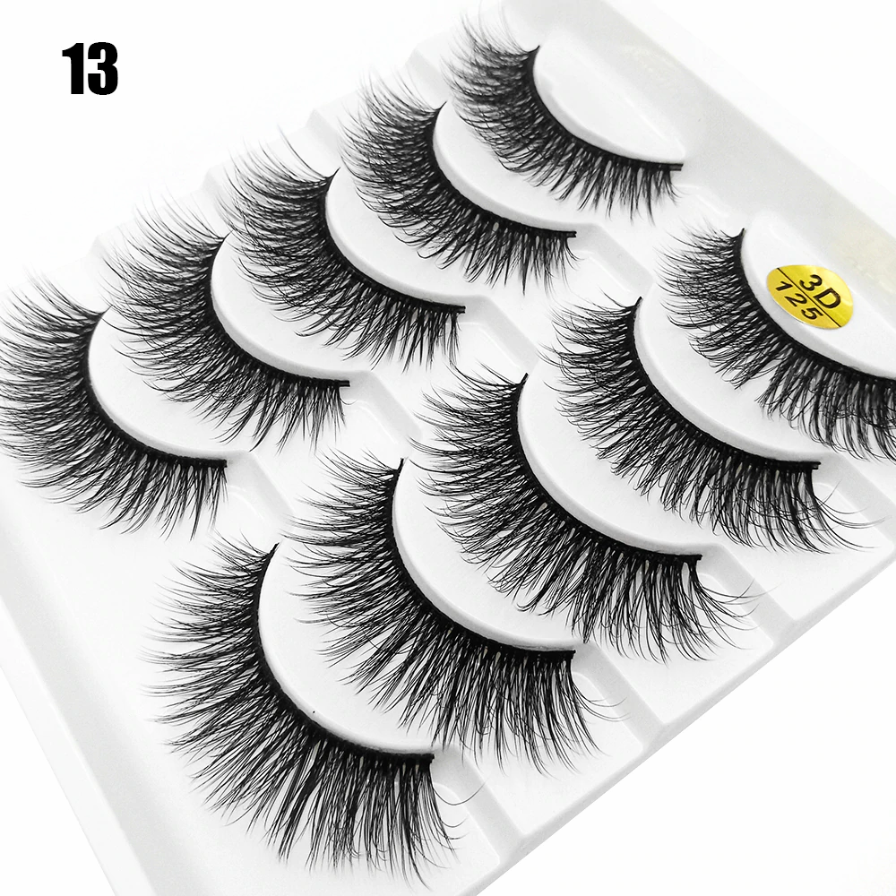 5Pairs/Set Faux Mink Hair False Eyelashes Wispy Criss