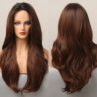 Thumbnail for Brown Blonde Highlight Synthetic Wigs With Full Bangs