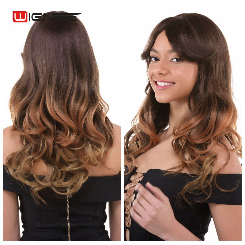 Long Wavy Natural Hair Temperature 3 Tone Ombre Brown Glueless