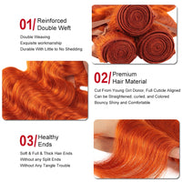 Thumbnail for Orange Bundles With Closure Malaysian Body Wave Hair