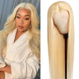 613 Lace Front Wig Bone Straight Human Hair Wig