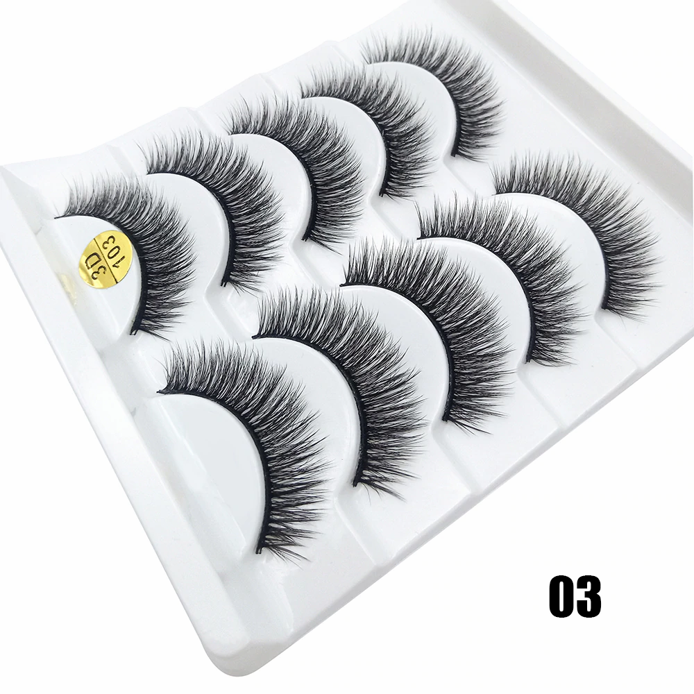 5Pairs/Set Faux Mink Hair False Eyelashes Wispy Criss