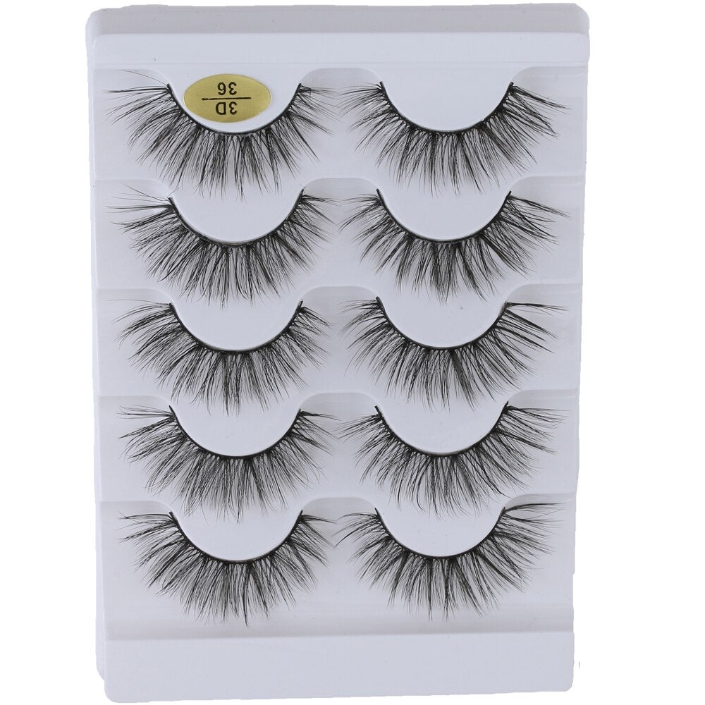 5 Pairs 3D Faux Mink Hair  Wispies Fluffies Drama