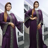 Thumbnail for Dashiki Dress Silk Beading Abaya Bandage Maxi