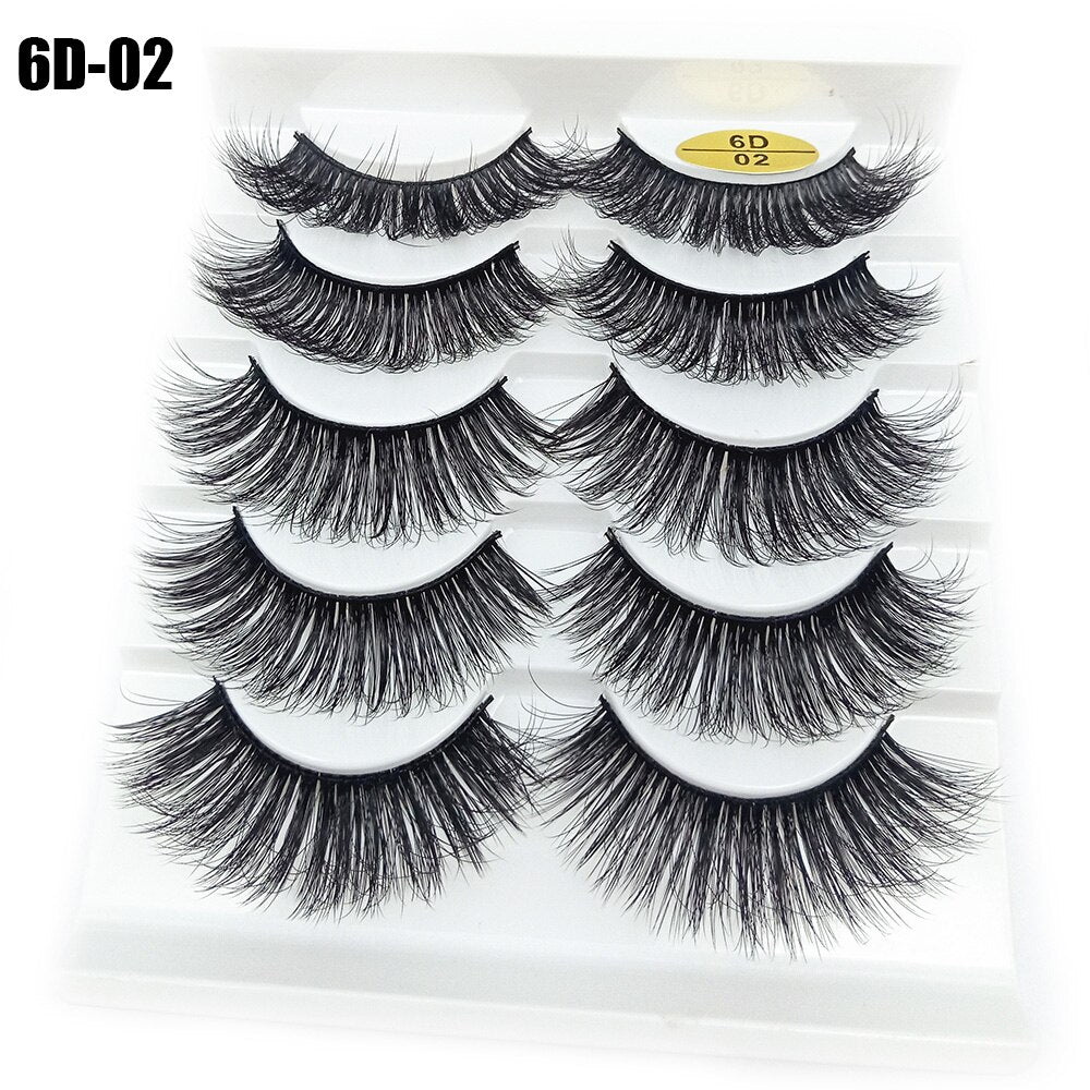 5Pairs/Set Faux Mink Hair False Eyelashes Wispy Criss