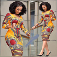 Thumbnail for Dashiki Tribal Ethnic Fashion V-Neck Ladies