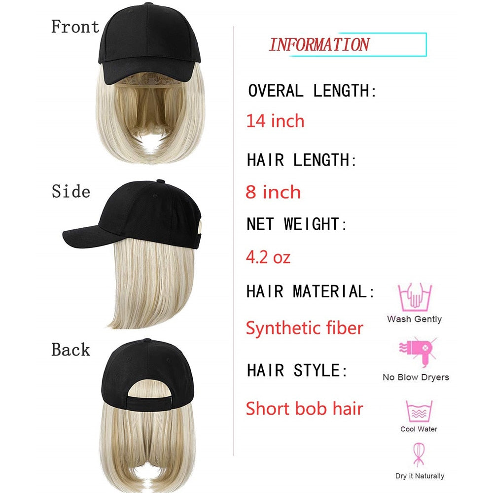 Short Wavy Baseball  Hat Wigs