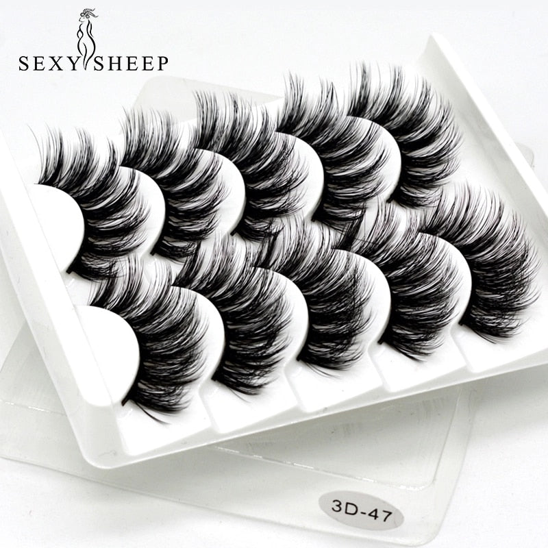 5/8 Pairs 3D Mink Lashes Natural False Eyelashes