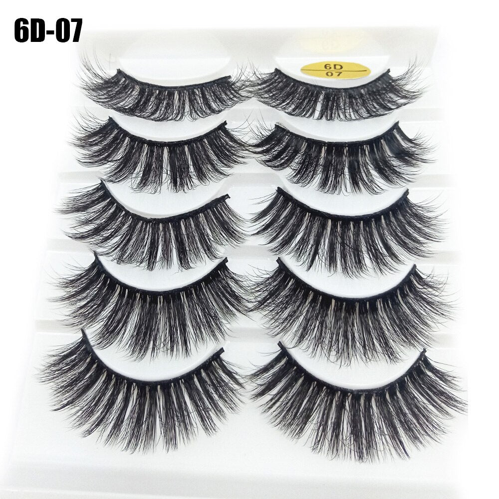 5Pairs/Set Faux Mink Hair False Eyelashes Wispy Criss