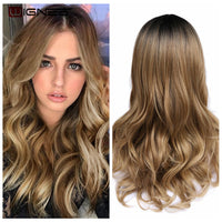 Thumbnail for Long Wavy Natural Hair Temperature 3 Tone Ombre Brown Glueless