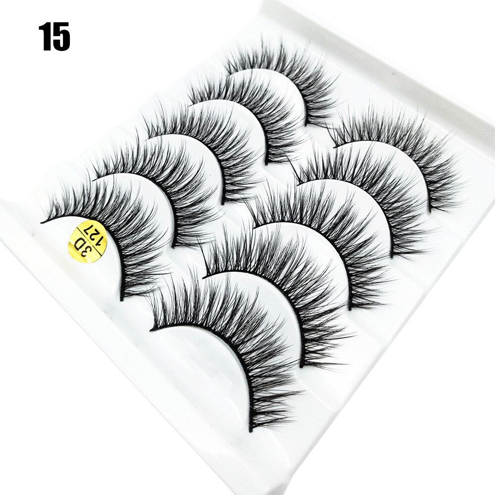 5Pairs/Set Faux Mink Hair False Eyelashes Wispy Criss