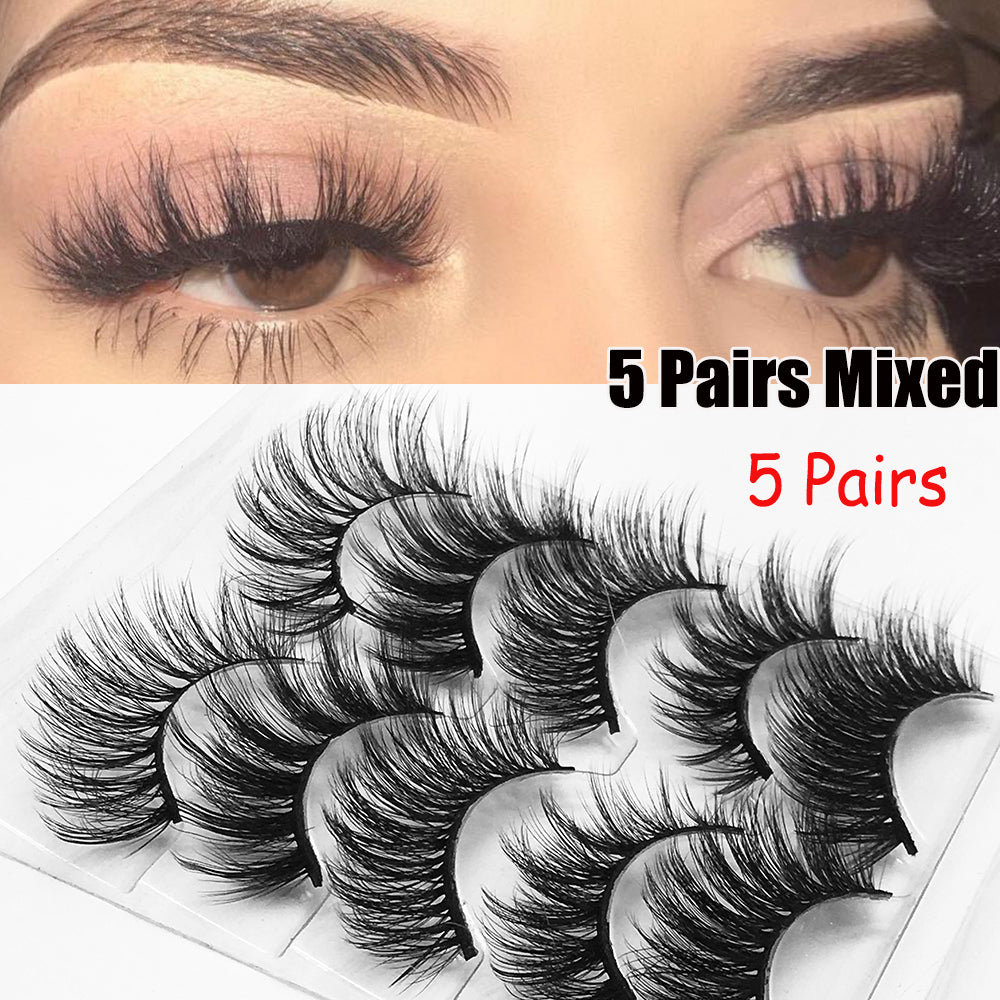 5Pairs/Set Faux Mink Hair False Eyelashes Wispy Criss