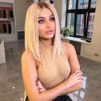 Thumbnail for Indian Short Bob Straight Full Lace Human Hair Wigs With Baby