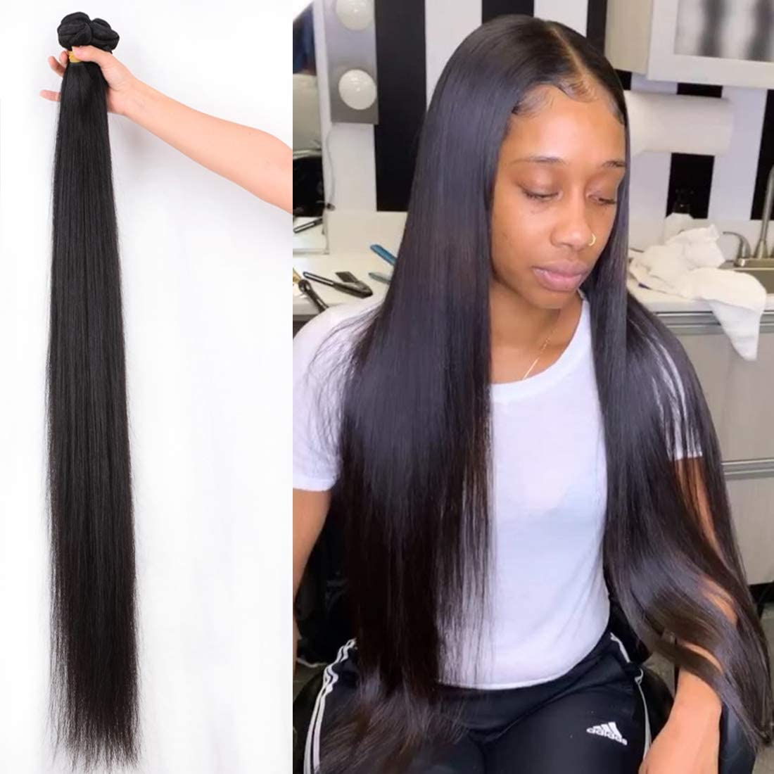 Peruvian Human Hair Weave Bundles Straight 8-40inch 100%