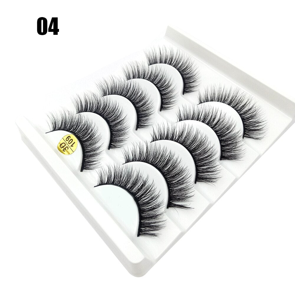 5Pairs/Set Faux Mink Hair False Eyelashes Wispy Criss