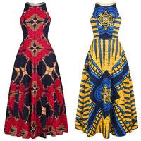 Thumbnail for African Clothes Round Neck Dashiki Maxi Dress Sleeveless Plus Size