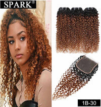 Thumbnail for Ombre Mongolian Afro Kinky Curly Hair Bundles With Closure