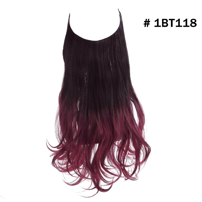 12"14" 16" 18"  Hair Extensions No Clip in Ombre Blonde Black Pink Synthetic