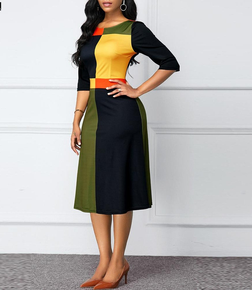 Geometric Patchwork African Dress