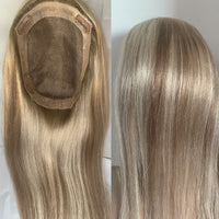 Thumbnail for Highlight Blonde Color Crown Topper Mono Hair Piece With Clip