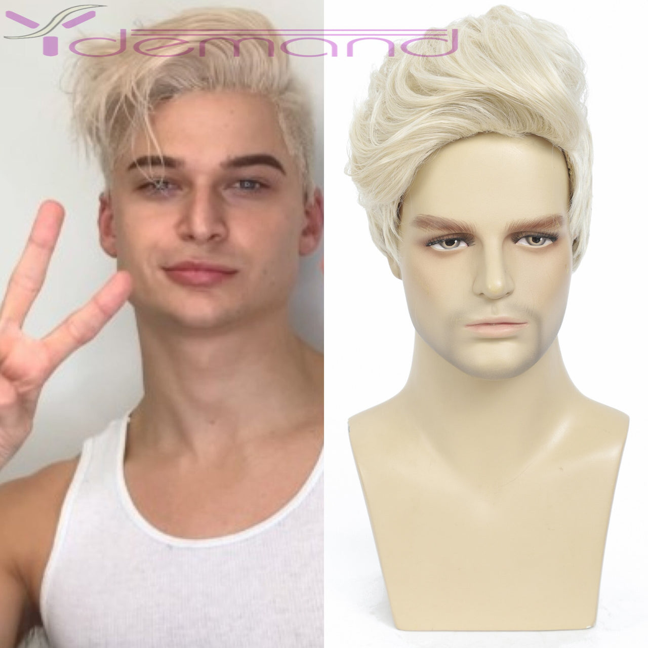 Wig Short Blonde Synthetic Wave Full Wig